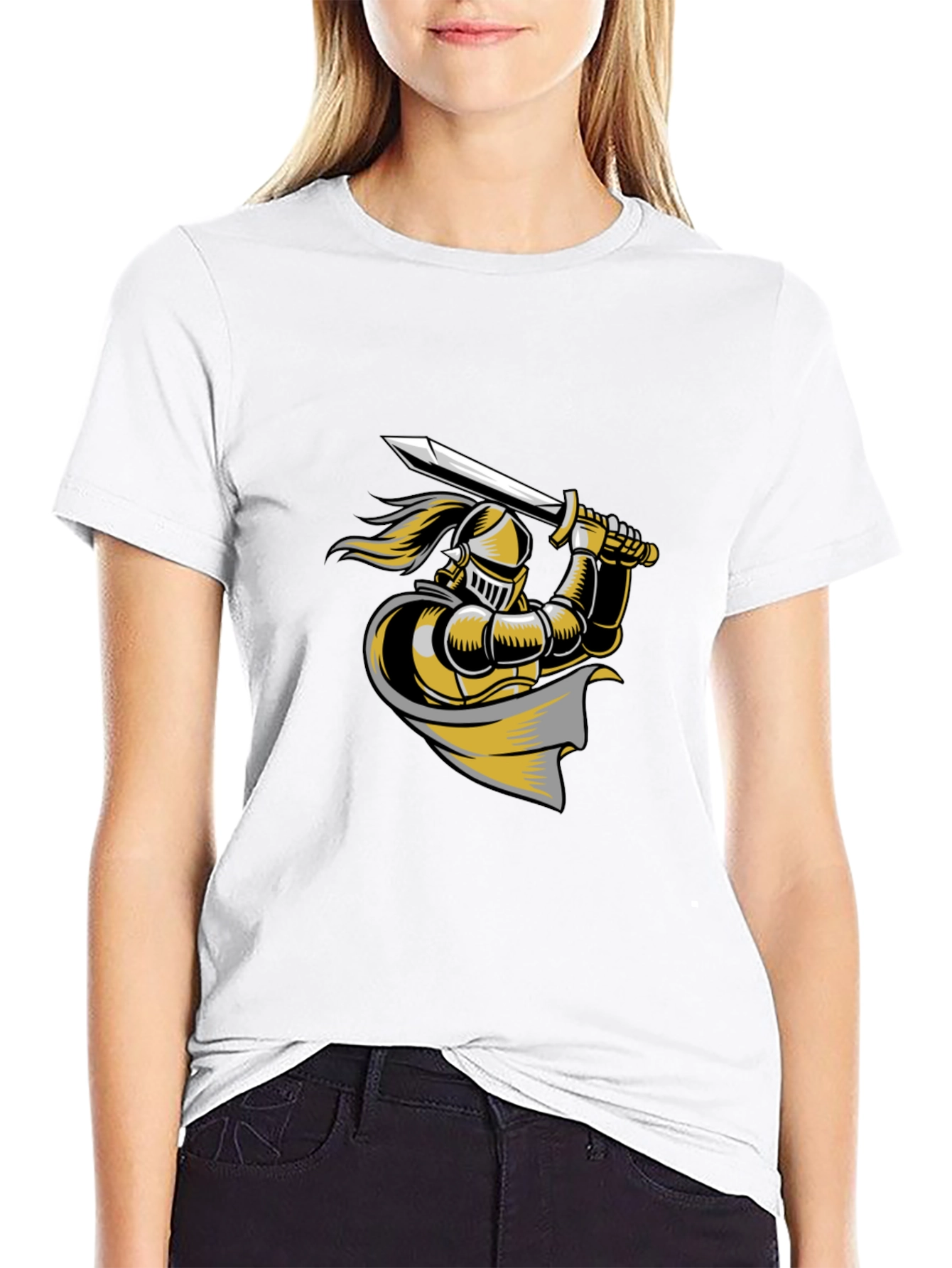 Knight Graphic Tee - Black Cotton T-Shirt