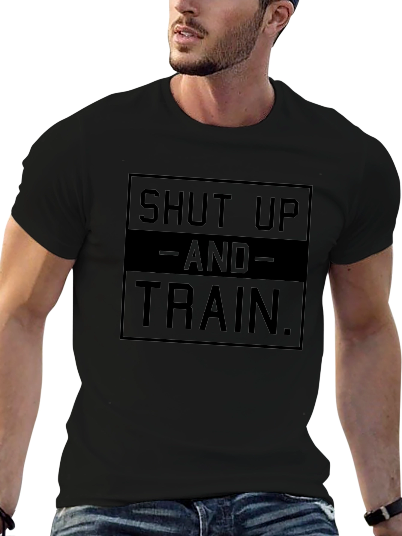 Shut Up And Train Black Graphic T-Shirt