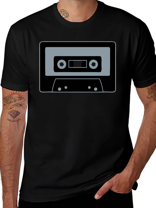Retro Cassette Tape Graphic T-Shirt - Black