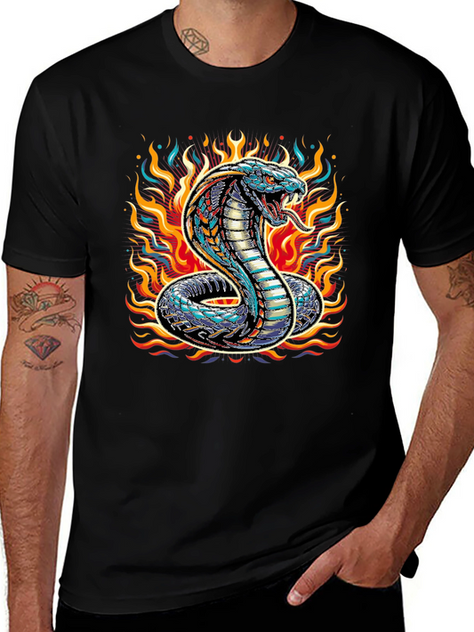 Fiery Cobra Graphic Tee - Mens Black T-Shirt