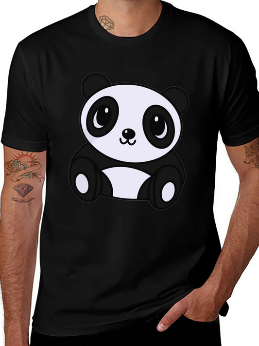 Cute Cartoon Panda Graphic Tee - Unisex Black T-Shirt