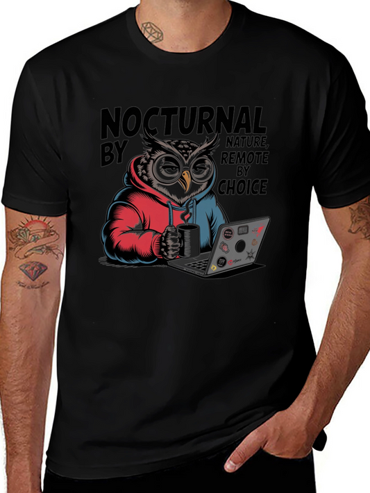 Nocturnal Owl Remote Worker Graphic T-Shirt