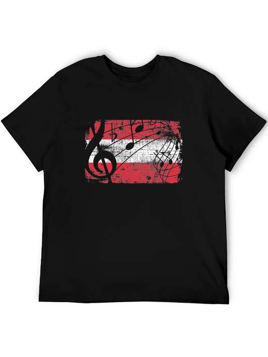 Austria Flag Music Notes Black T-Shirt