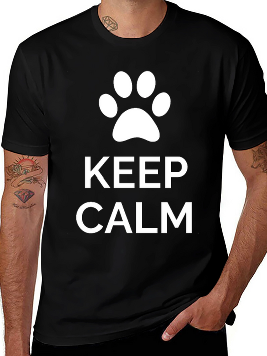 Keep Calm Dog Paw T-Shirt - Black Cotton Blend