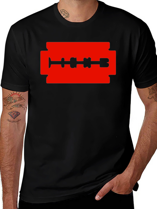 Edgy Razor Blade Graphic Tee - Bold Statement Shirt
