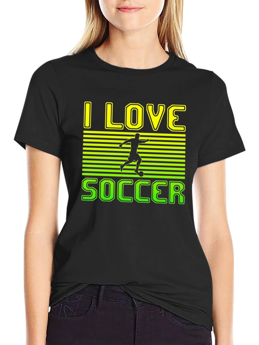 I Love Soccer Graphic Tee - Black Cotton T-Shirt