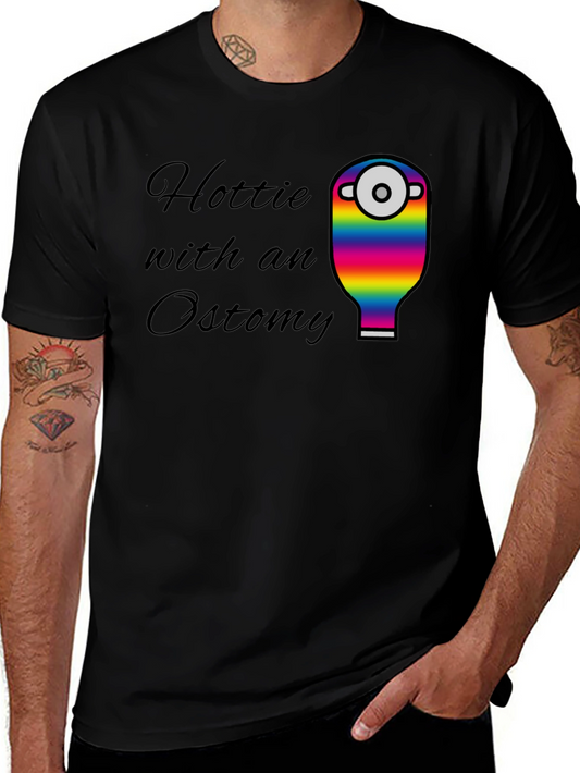 Hottie with an Ostomy T-Shirt - Rainbow Pride