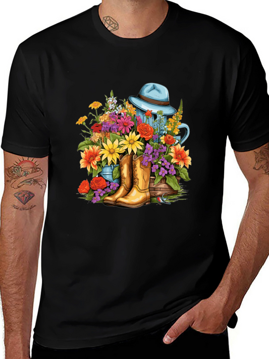 Cowboy Boots & Floral Garden T-Shirt