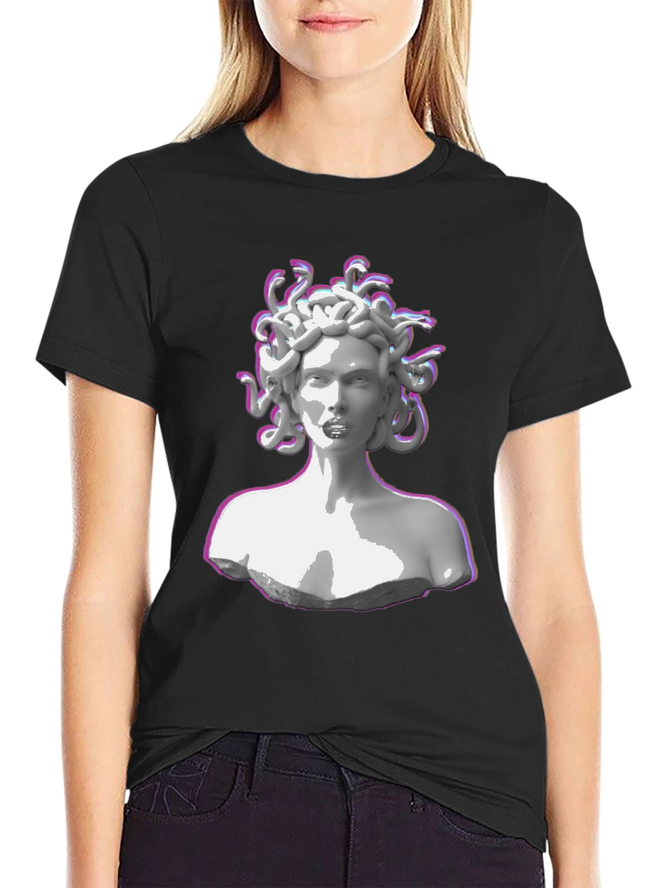 Medusa Graphic Print Black T-Shirt
