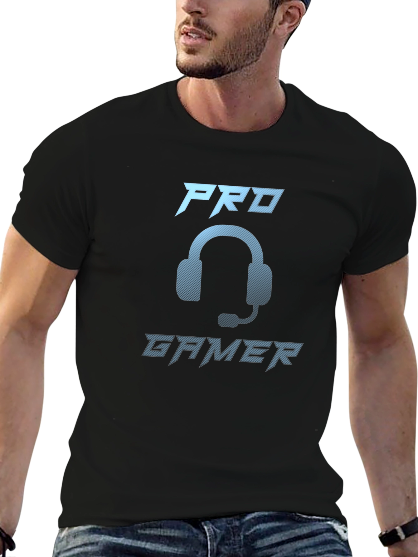 Pro Gamer Black T-Shirt - Gaming Headset Design