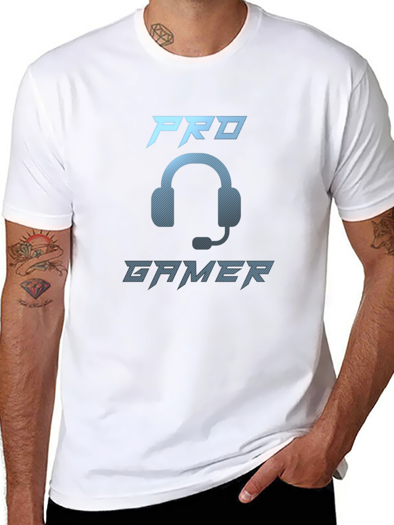 Pro Gamer Black T-Shirt - Gaming Headset Design