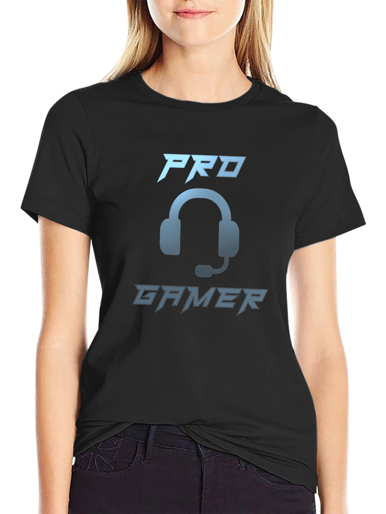 Pro Gamer Black T-Shirt - Gaming Headset Design