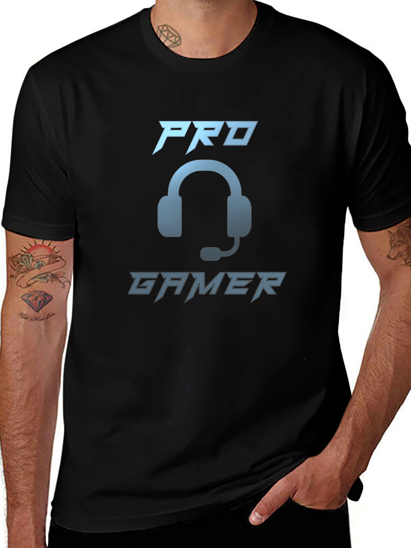 Pro Gamer Black T-Shirt - Gaming Headset Design