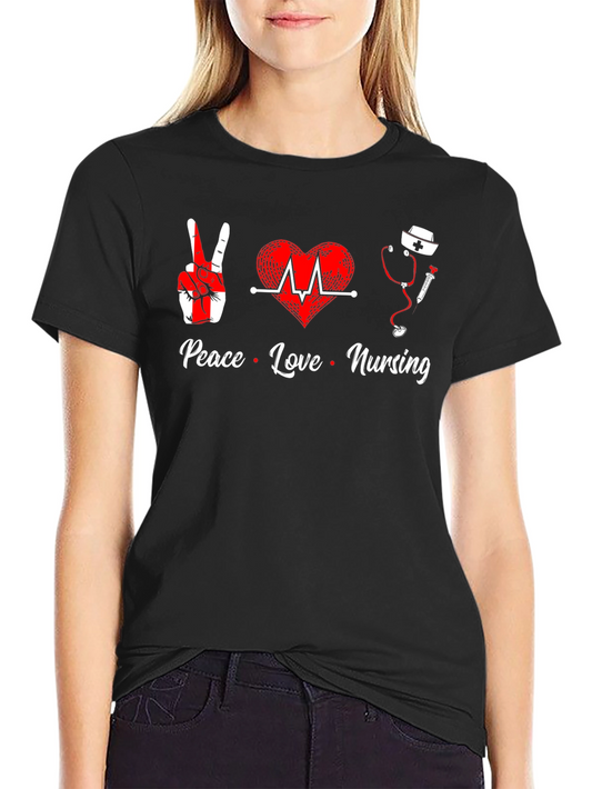 Peace Love Nursing Graphic T-Shirt
