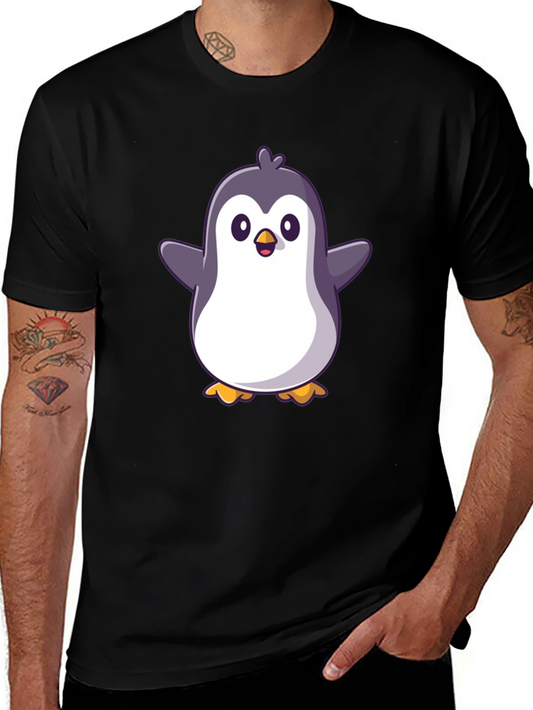 Cute Penguin Graphic Black T-Shirt