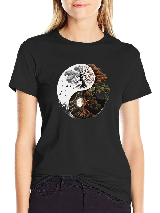 Yin Yang Tree of Life Graphic T-Shirt
