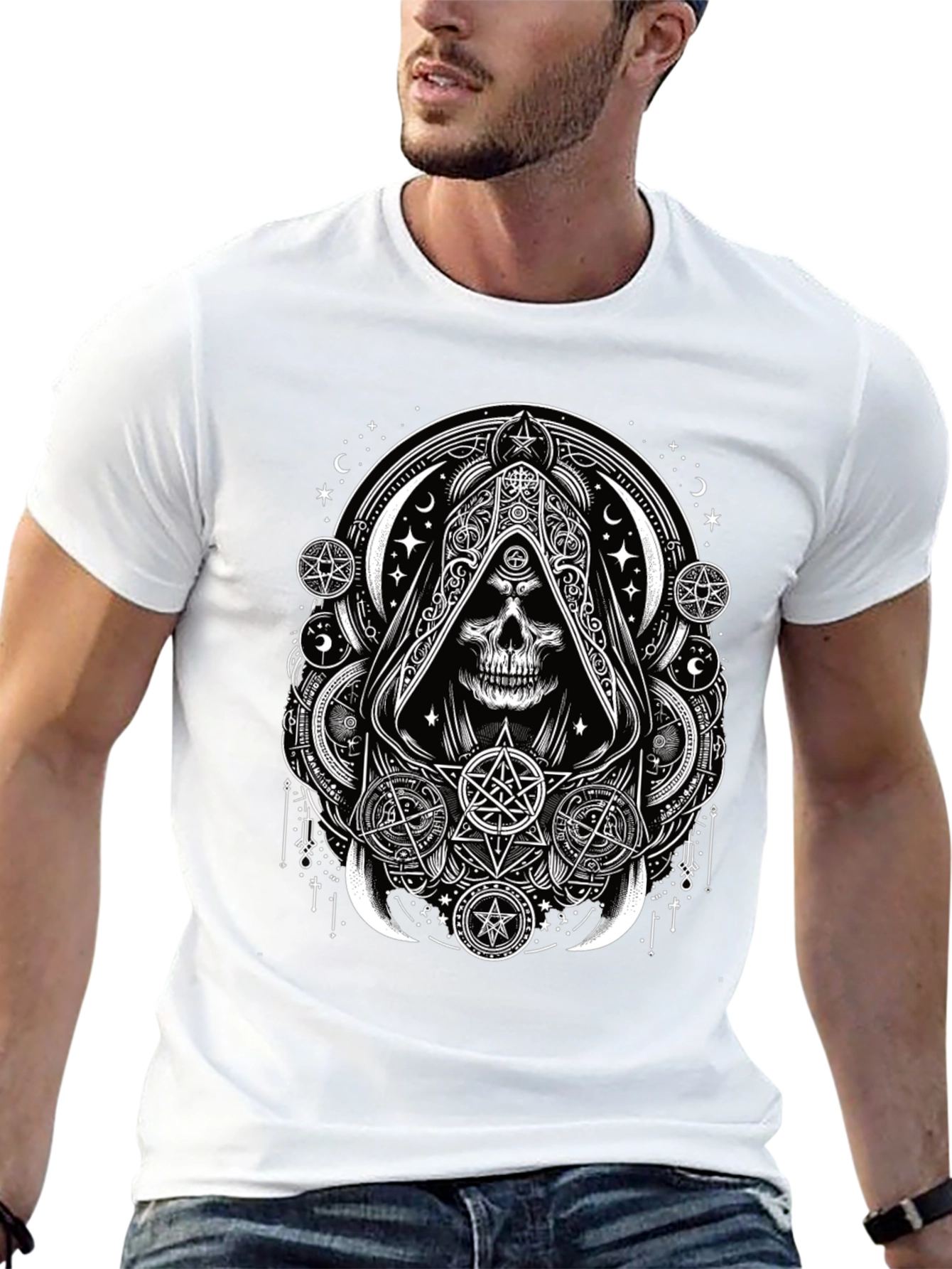 Occult Skull Graphic Tee - Dark Aesthetic T-Shirt
