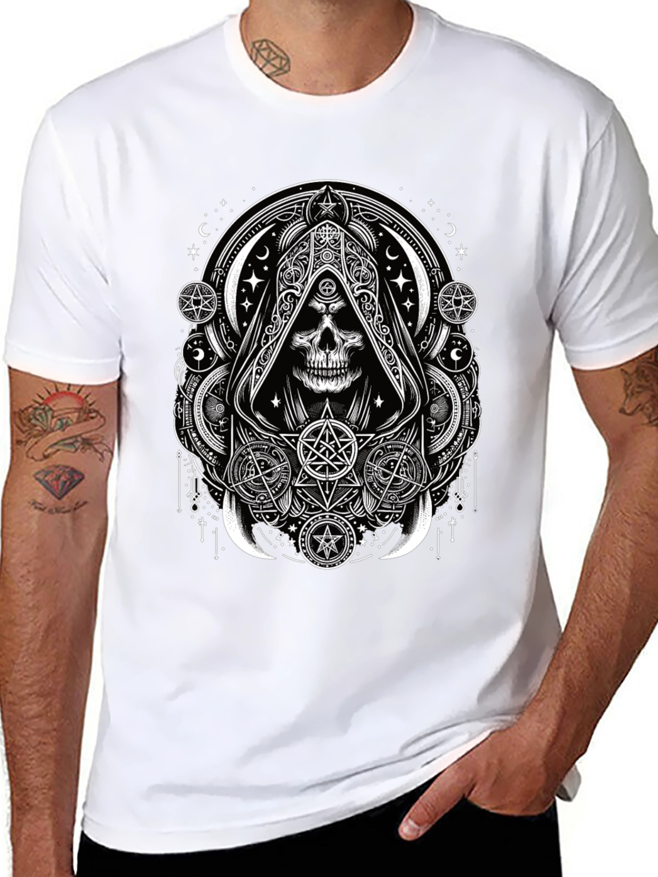 Occult Skull Graphic Tee - Dark Aesthetic T-Shirt