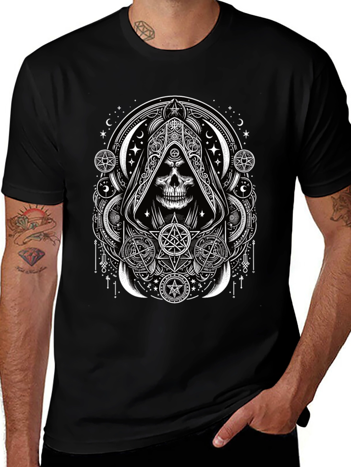 Occult Skull Graphic Tee - Dark Aesthetic T-Shirt