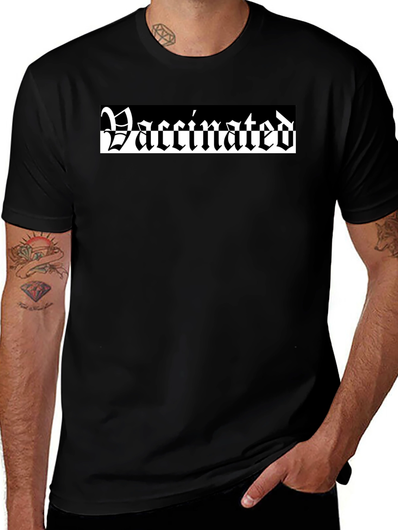Vaccinated Gothic T-Shirt - Black Cotton Tee