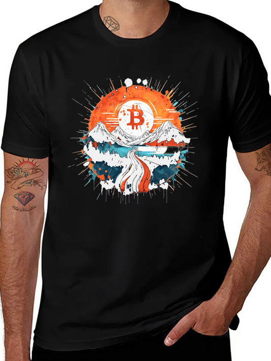 Bitcoin Landscape Graphic Tee - Crypto Enthusiast Apparel