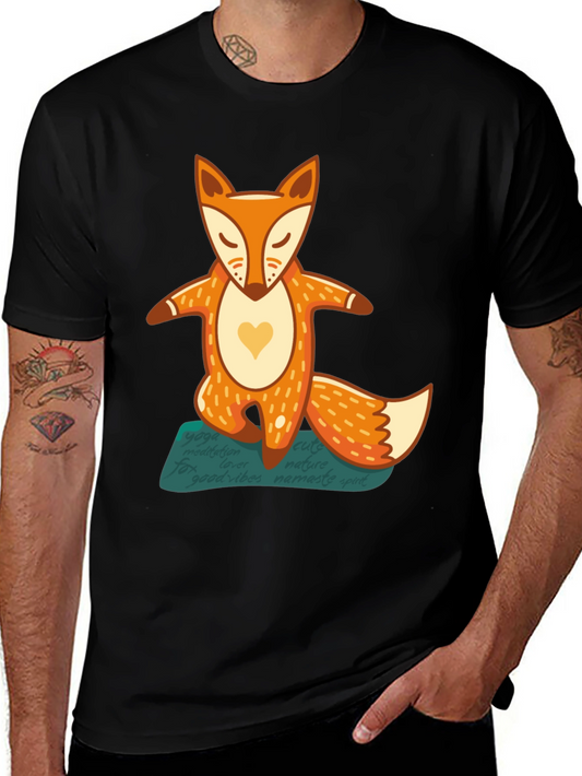 Yoga Fox Graphic Tee - Meditative Animal Design