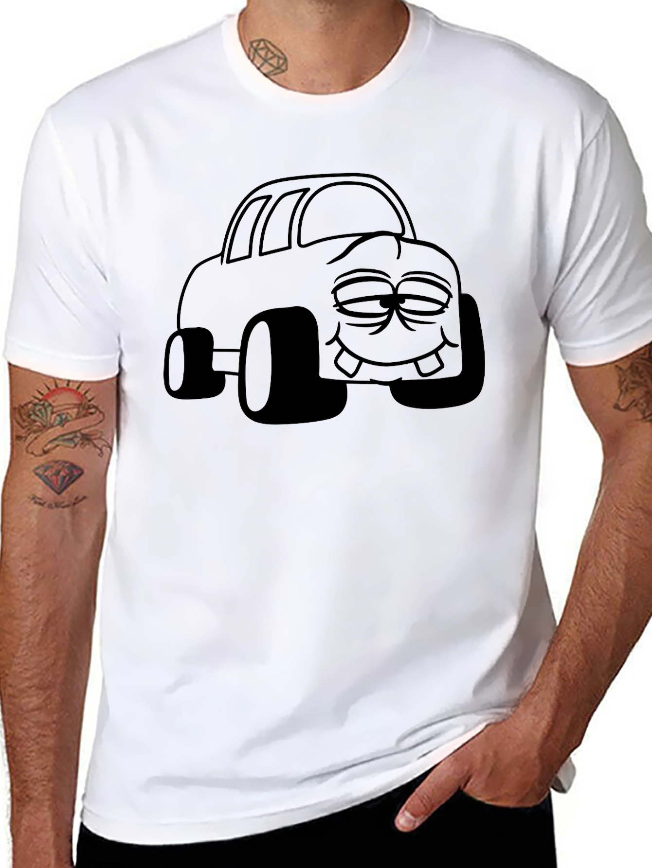 Cartoon Car Graphic Black T-Shirt