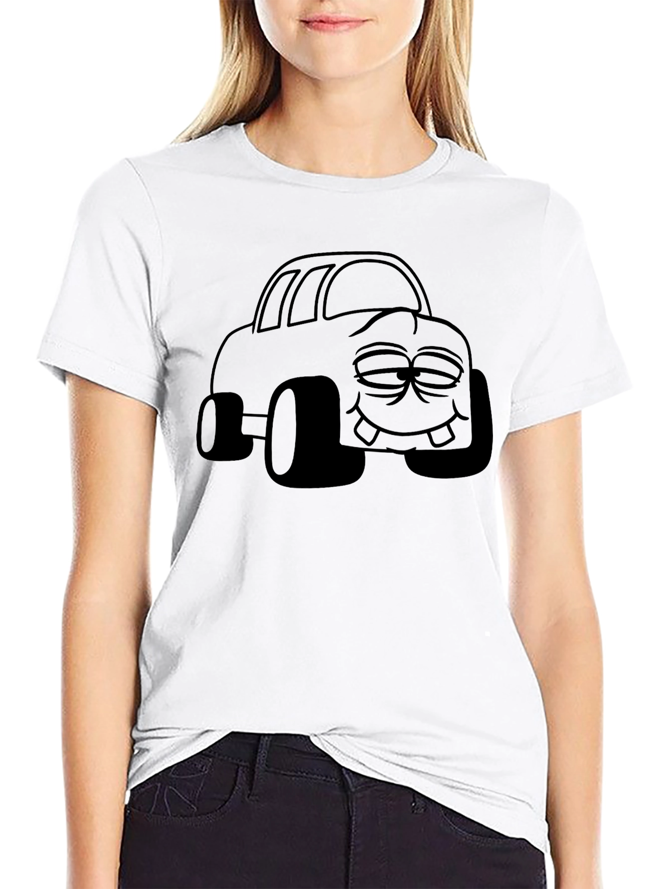 Cartoon Car Graphic Black T-Shirt