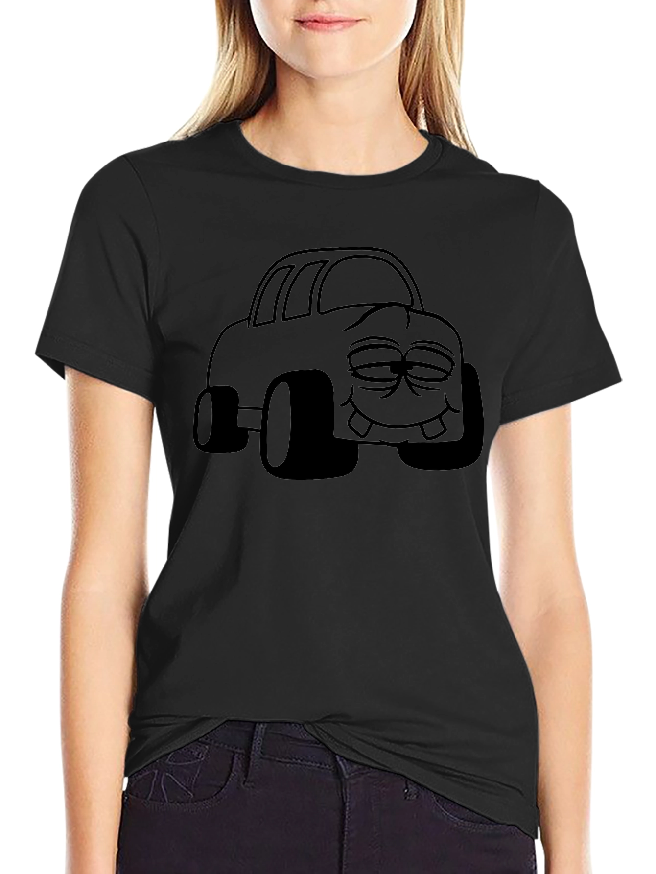 Cartoon Car Graphic Black T-Shirt