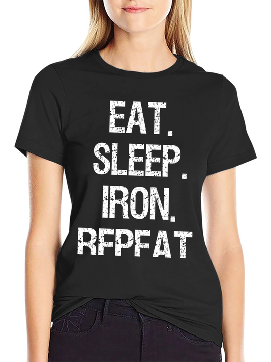 Eat Sleep Iron Repeat Black T-Shirt