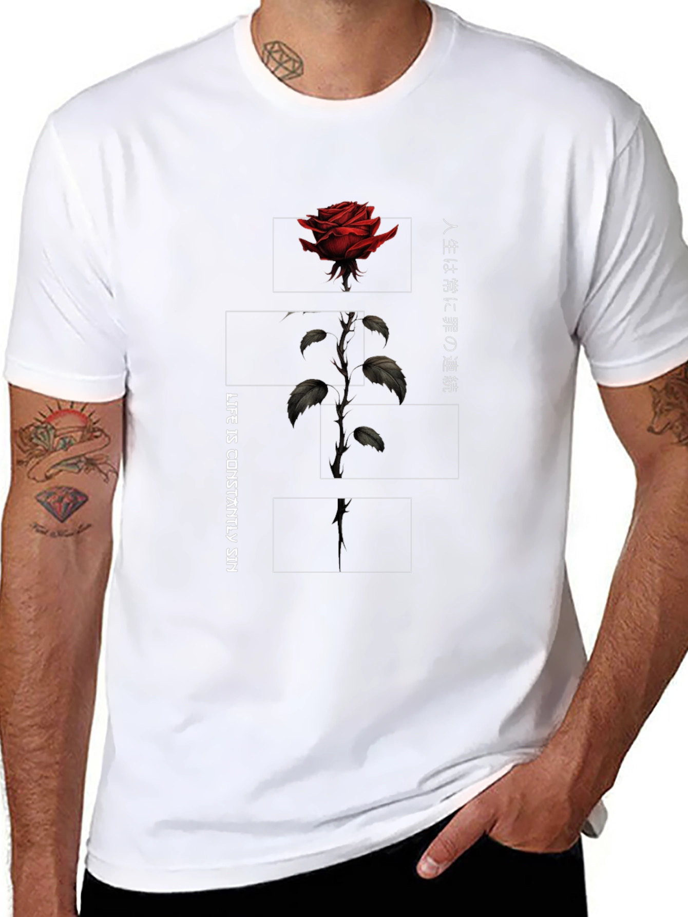 Rose Graphic Print Mens T-Shirt