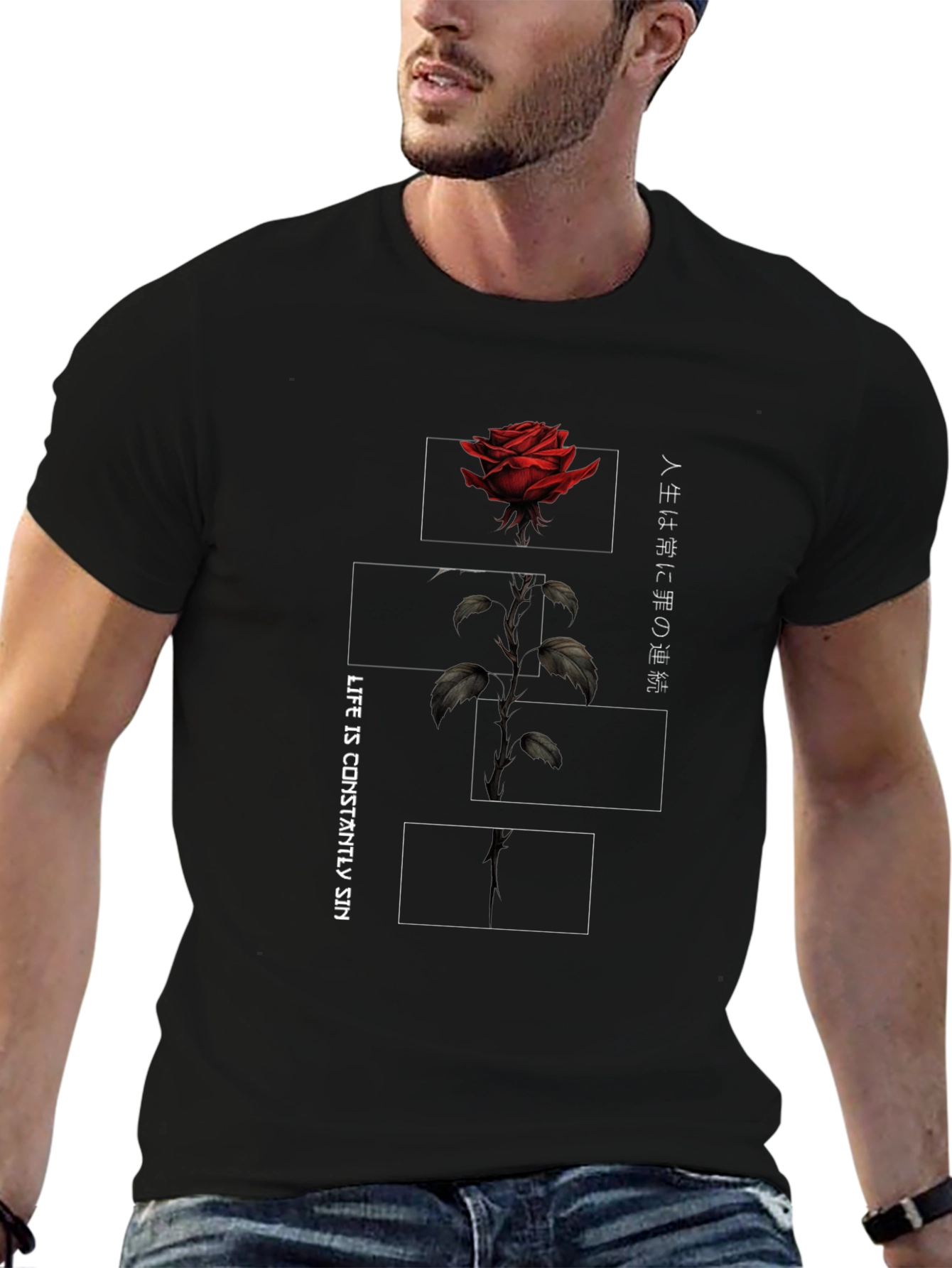 Rose Graphic Print Mens T-Shirt
