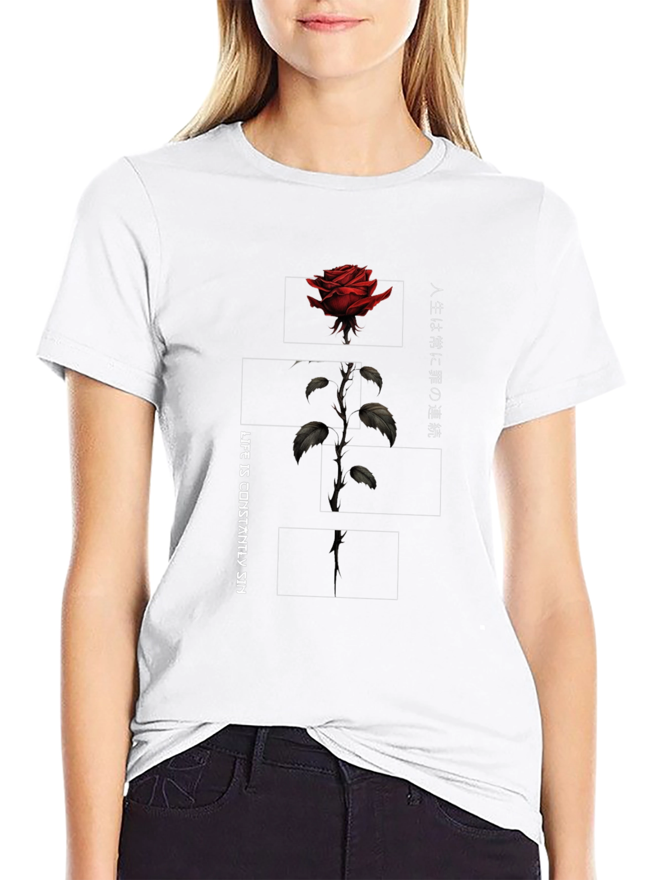Rose Graphic Print Mens T-Shirt
