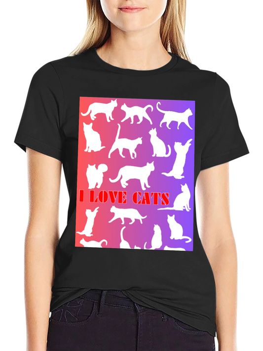 I Love Cats T-Shirt - Mens Black Tee