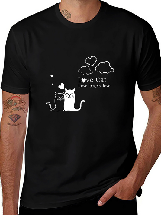 Love Cats Graphic Tee - Black Unisex T-Shirt