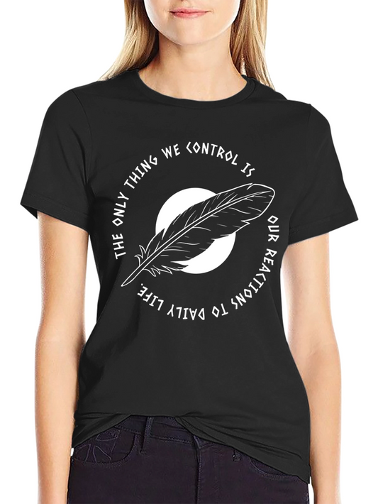 Feather Graphic Black T-Shirt: Control Your Reactions
