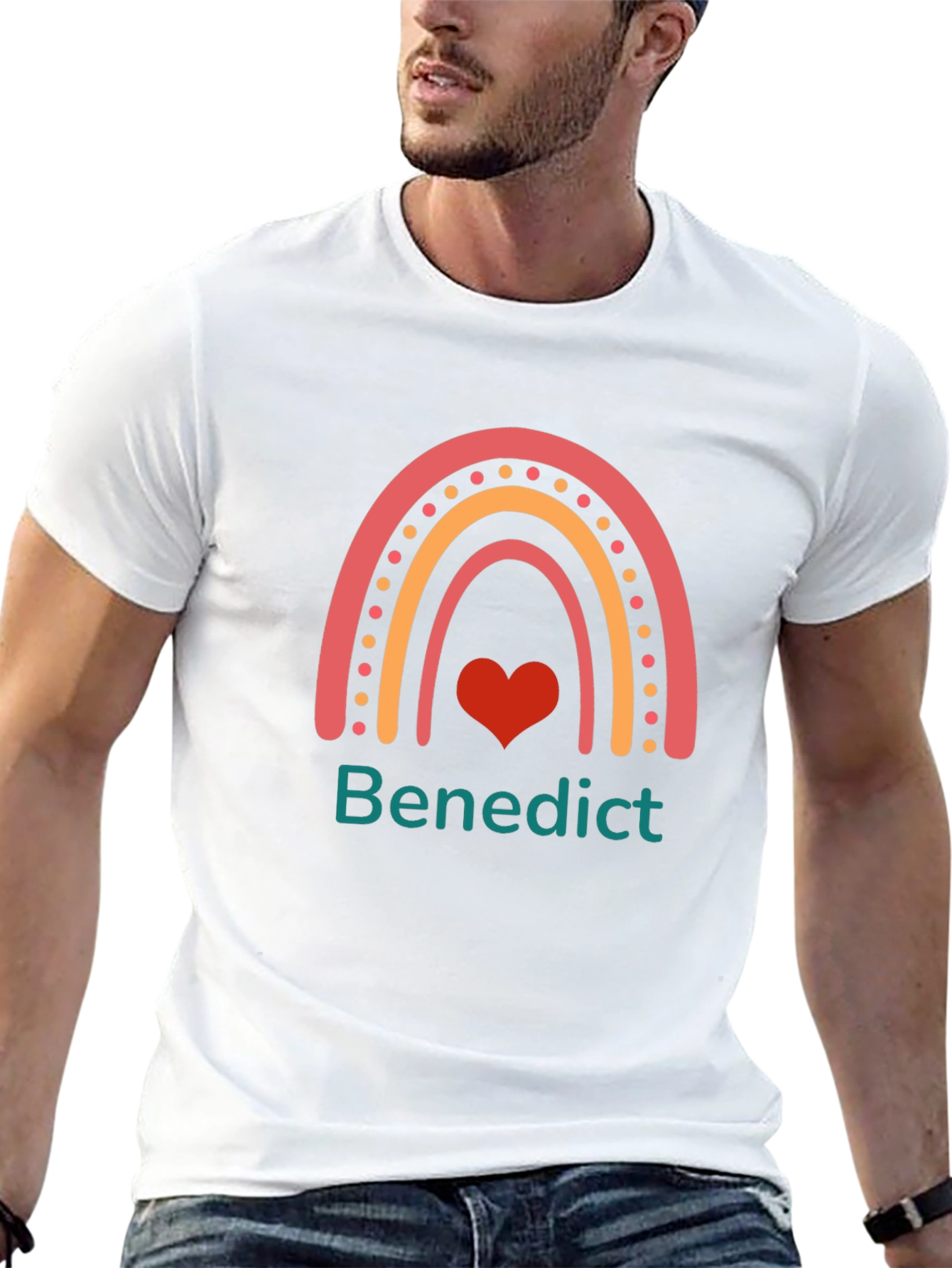 Benedict Rainbow Heart T-Shirt - Custom Name Shirt