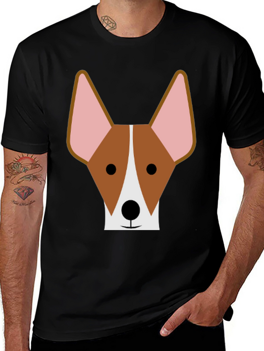Dog Face Graphic Tee - Black Cotton T-Shirt