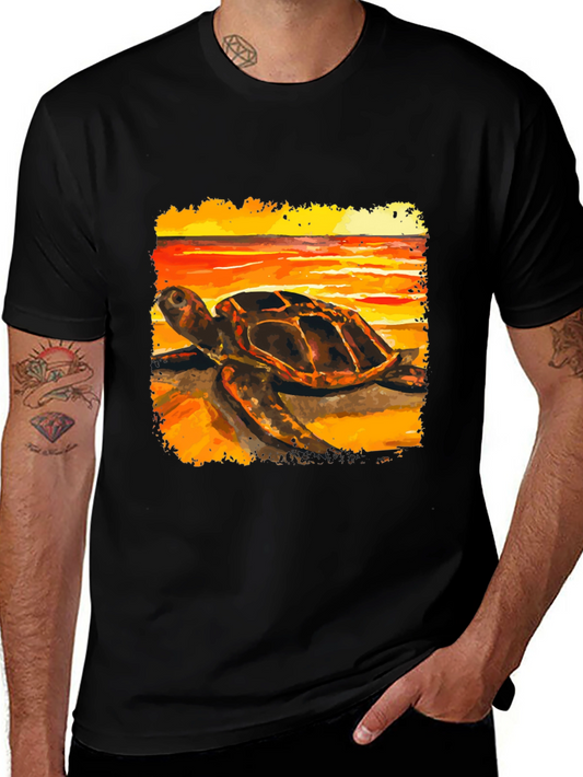 Sea Turtle Sunset Graphic Tee - Coastal Style