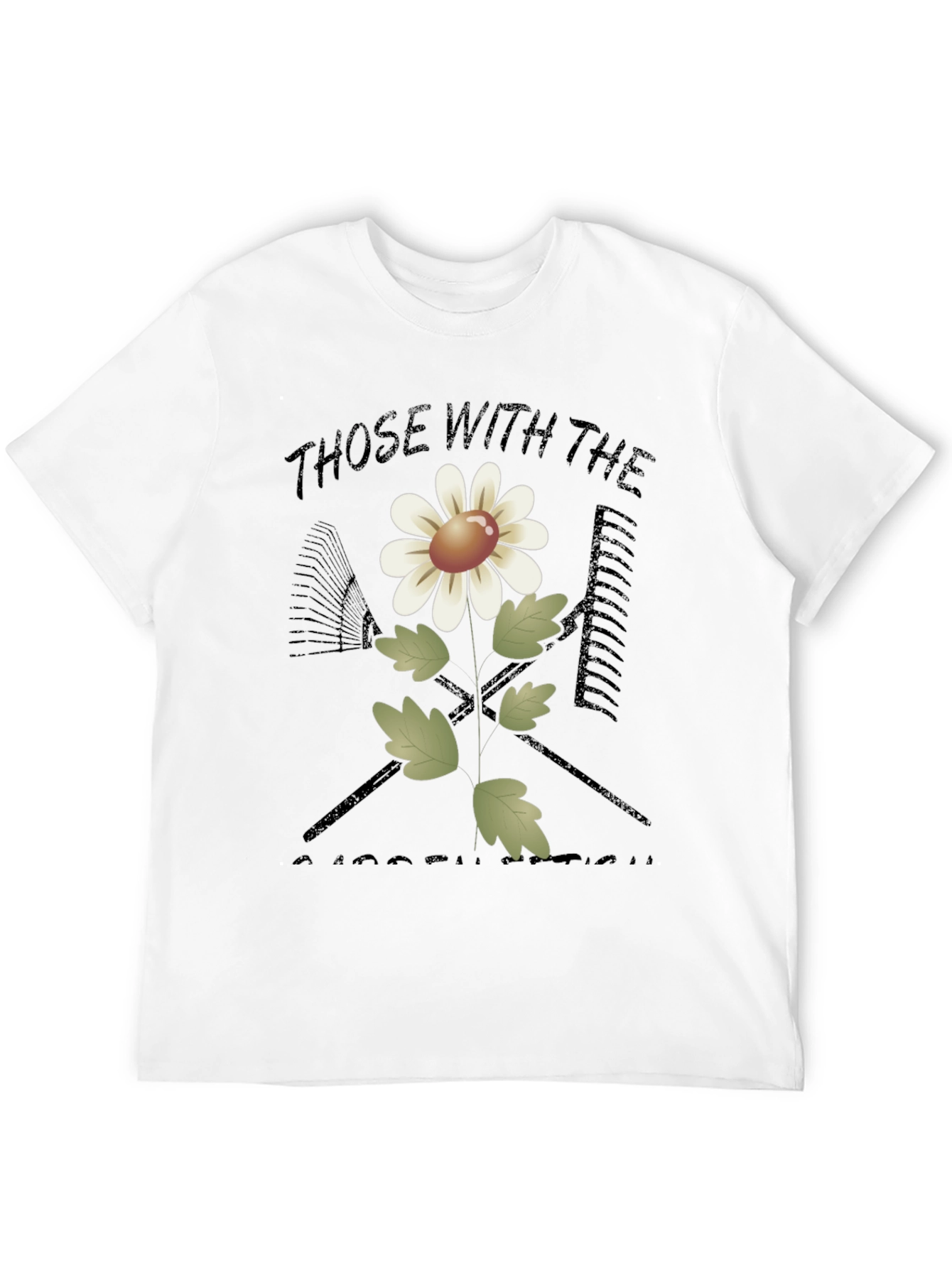 Gardeners Delight T-Shirt - Floral & Tools Design