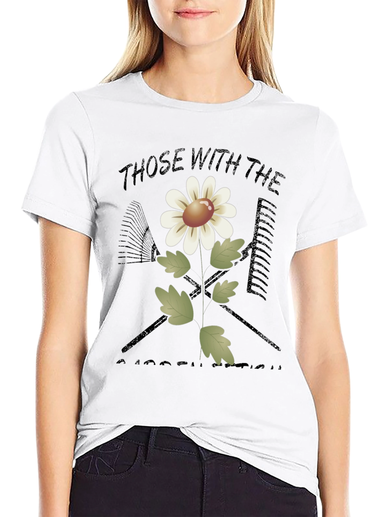 Gardeners Delight T-Shirt - Floral & Tools Design