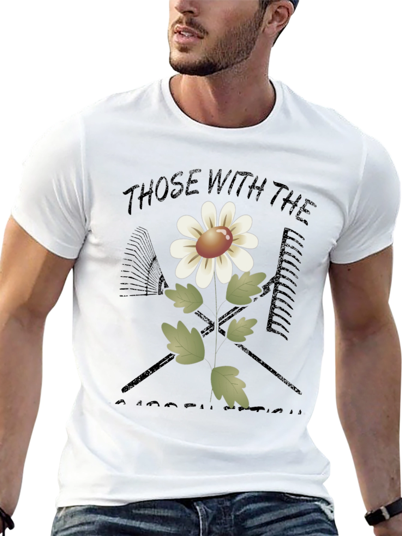 Gardeners Delight T-Shirt - Floral & Tools Design