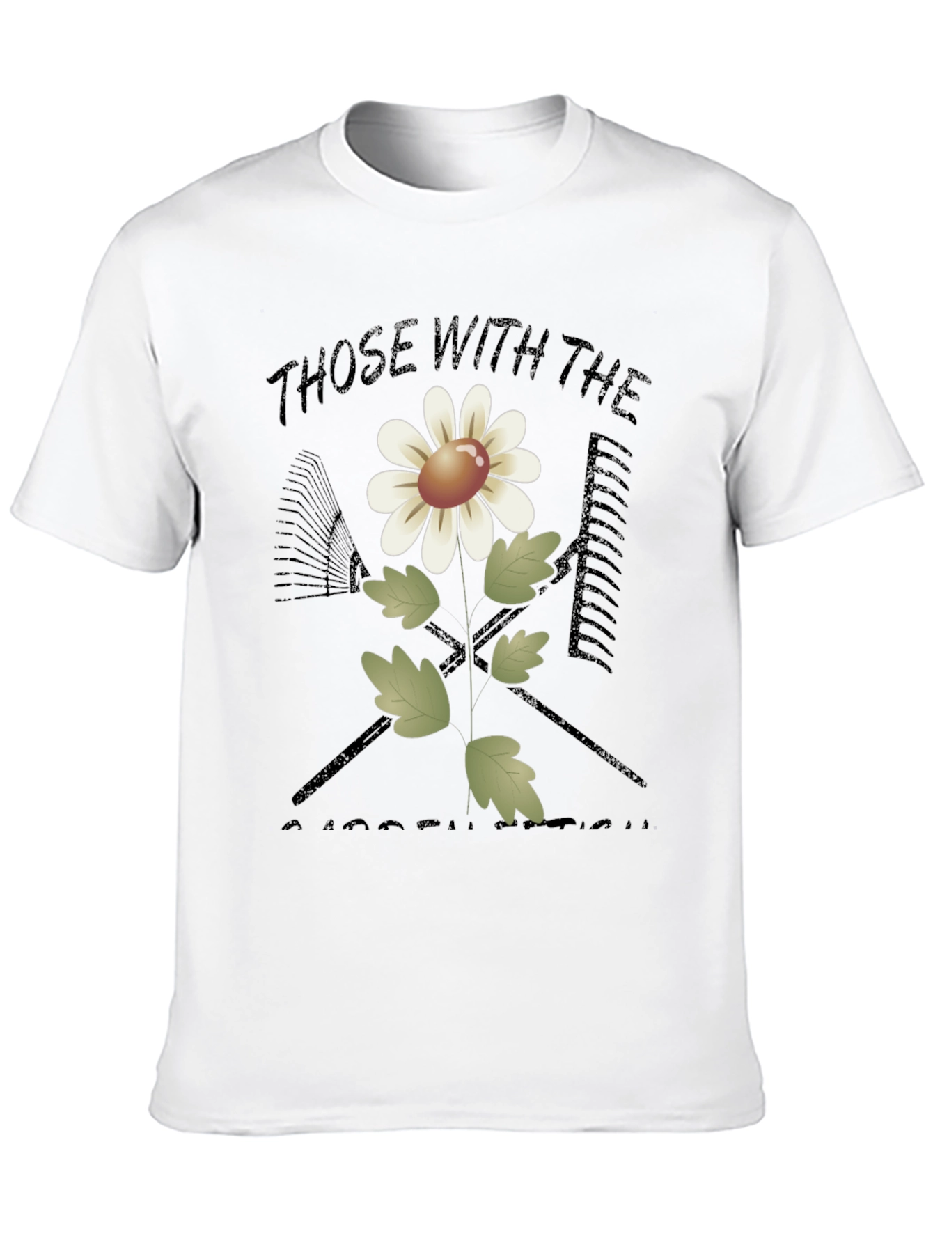 Gardeners Delight T-Shirt - Floral & Tools Design