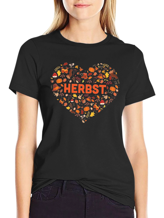 Autumn Heart Graphic Tee - Herbst Fall Shirt