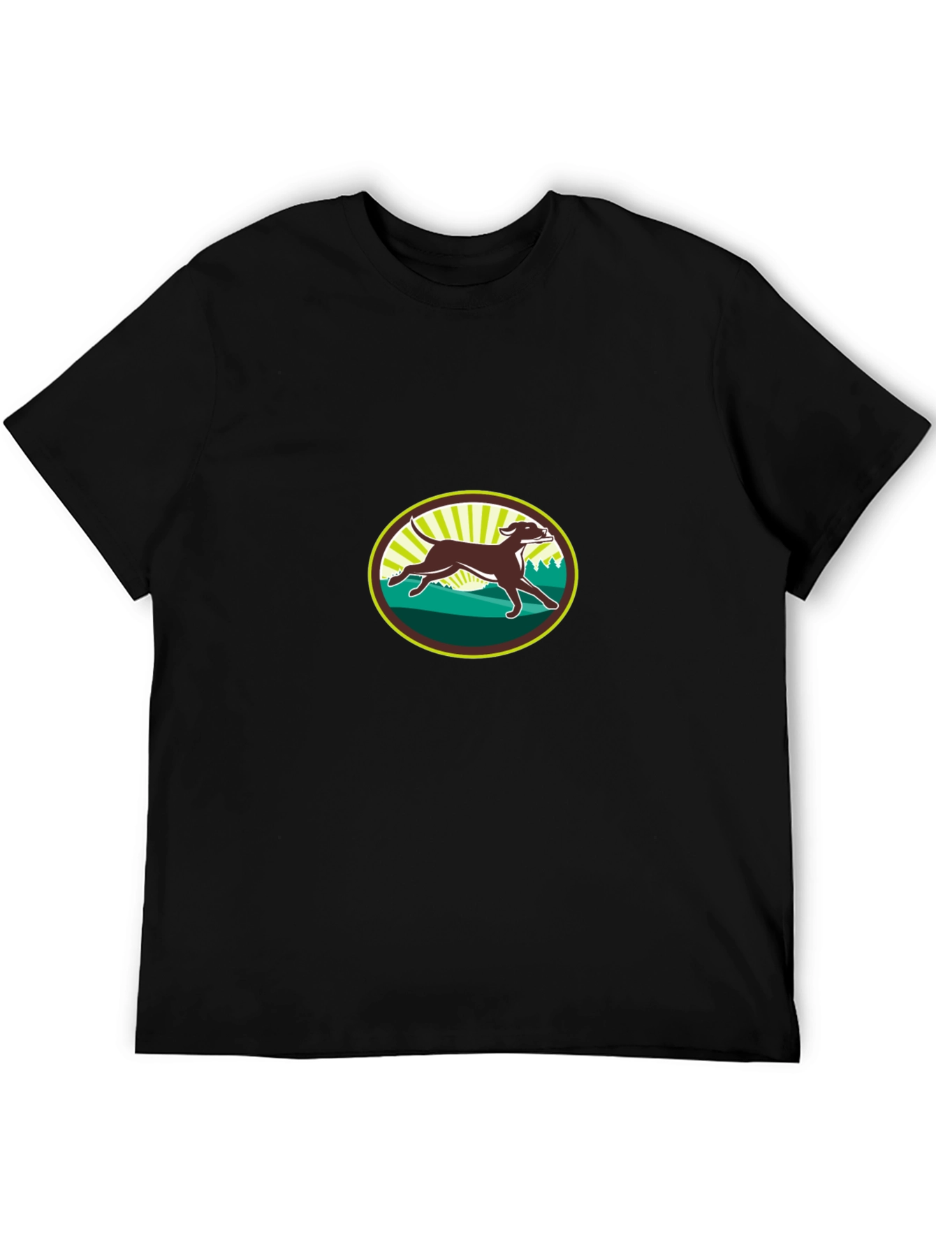 Running Dog Graphic Tee - Black Cotton T-Shirt