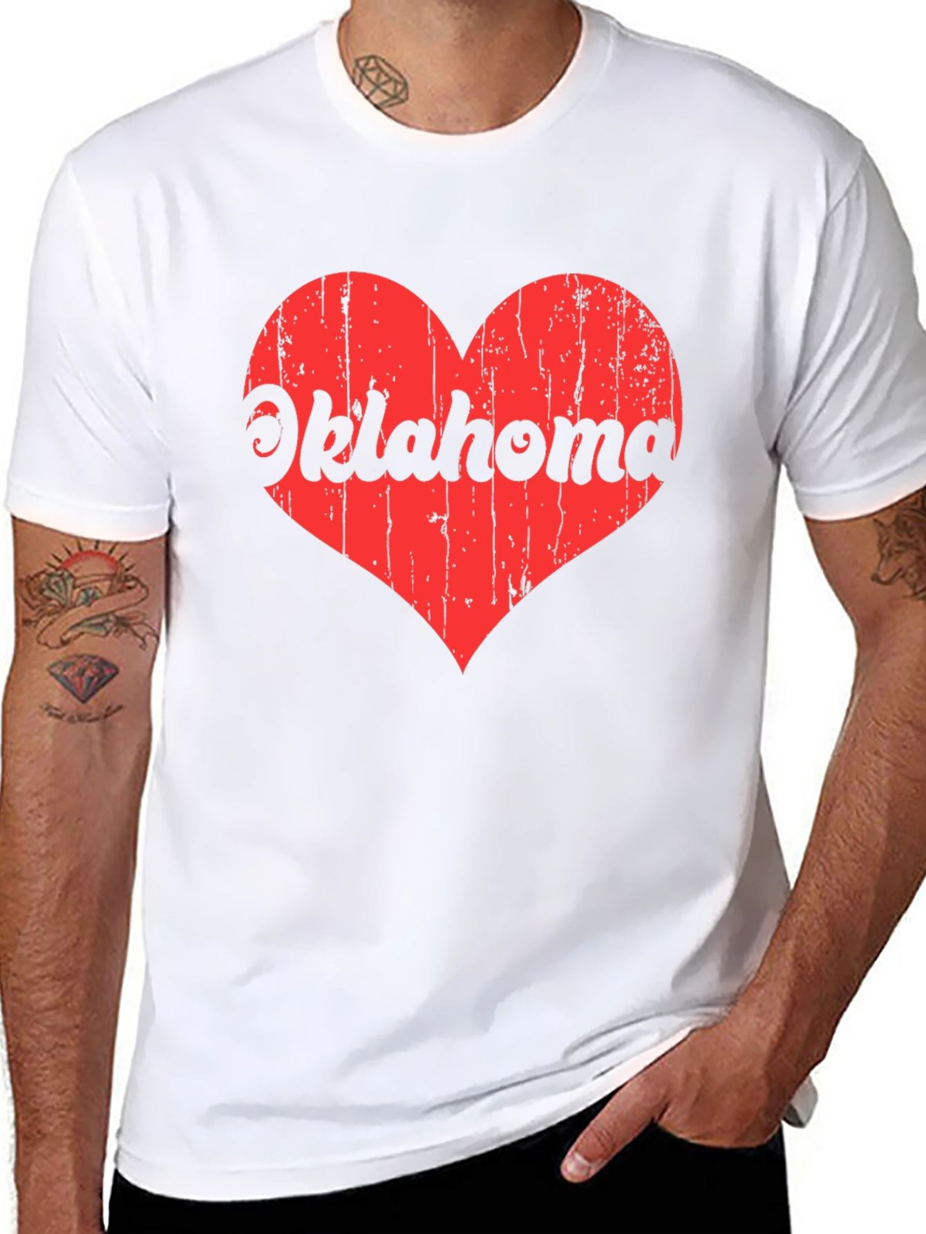 Oklahoma Heart Graphic Tee - Black Cotton T-Shirt
