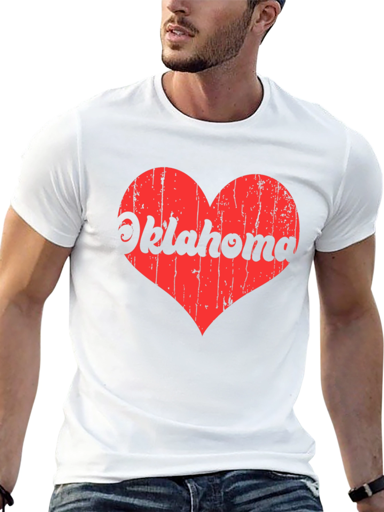Oklahoma Heart Graphic Tee - Black Cotton T-Shirt