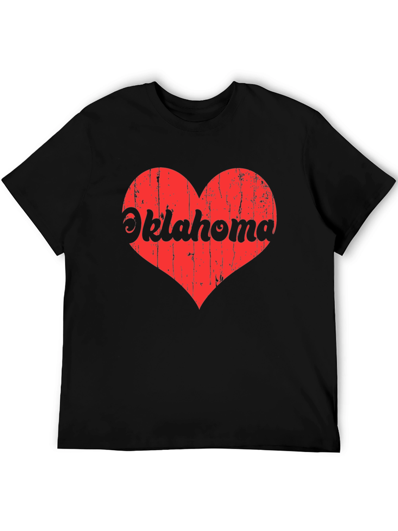 Oklahoma Heart Graphic Tee - Black Cotton T-Shirt