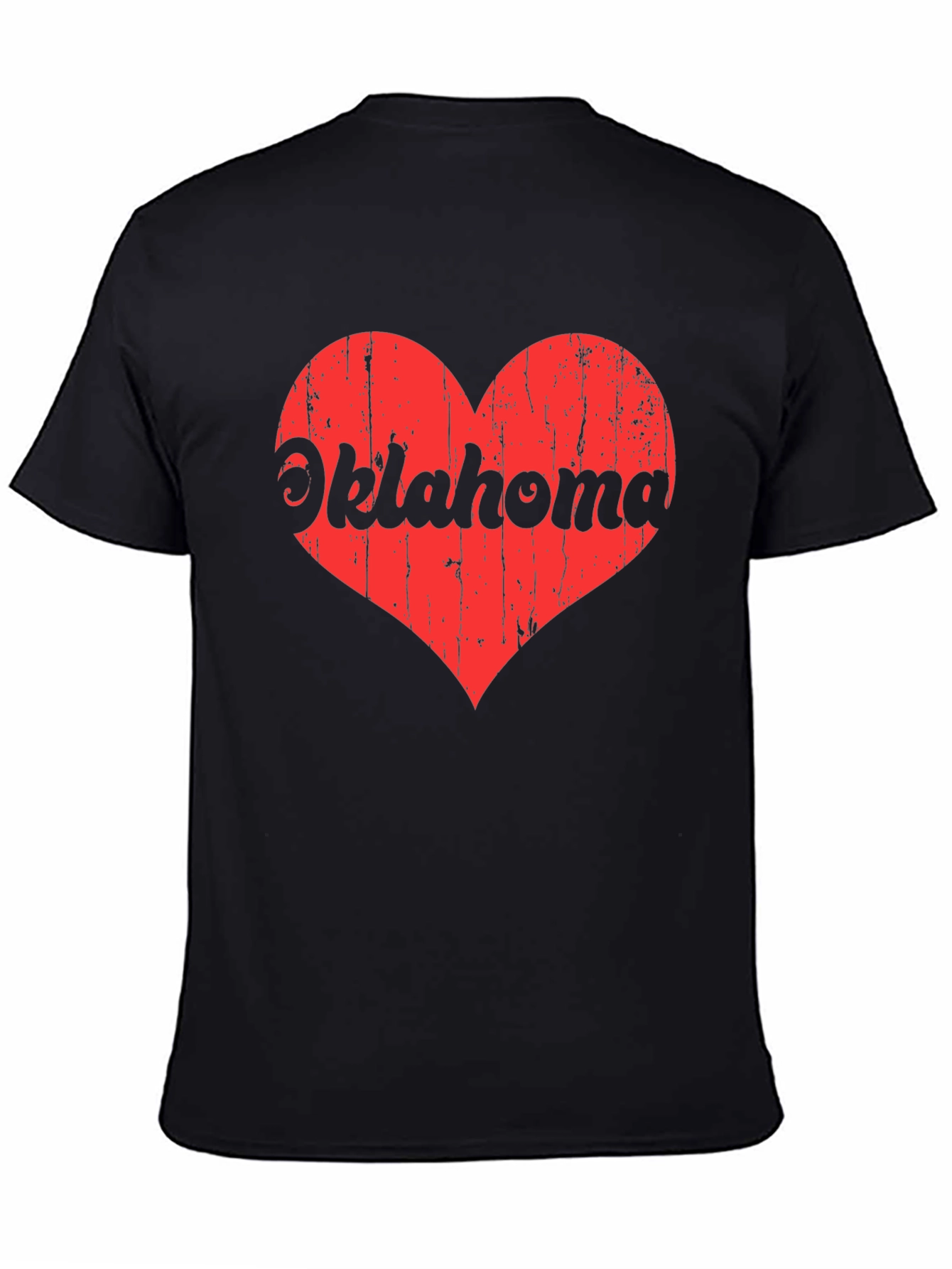 Oklahoma Heart Graphic Tee - Black Cotton T-Shirt