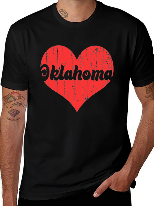 Oklahoma Heart Graphic Tee - Black Cotton T-Shirt